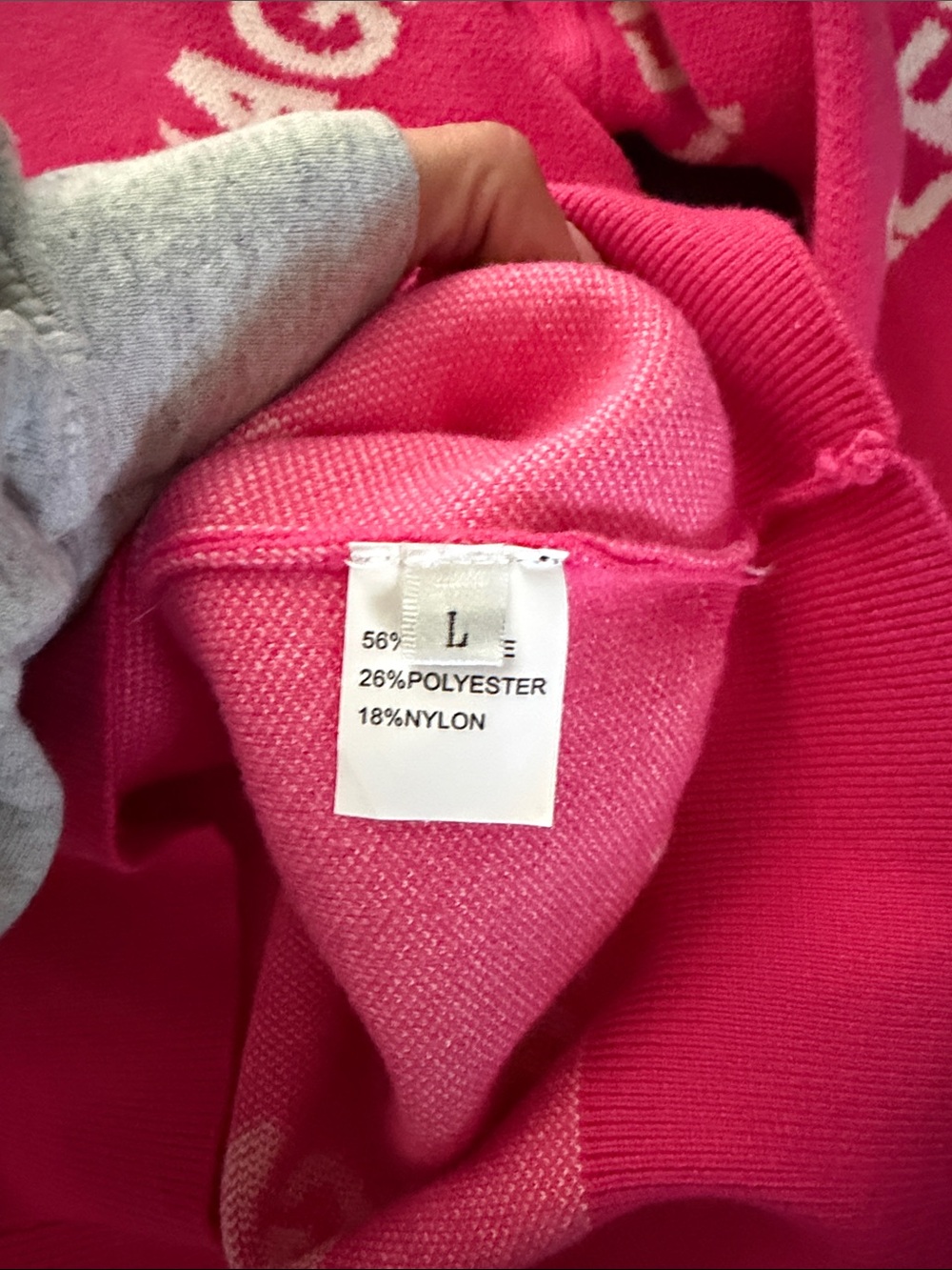 Balenciaga Women's Crewneck Sweater in Bright Pink with White Logo - Picture 2 of 2